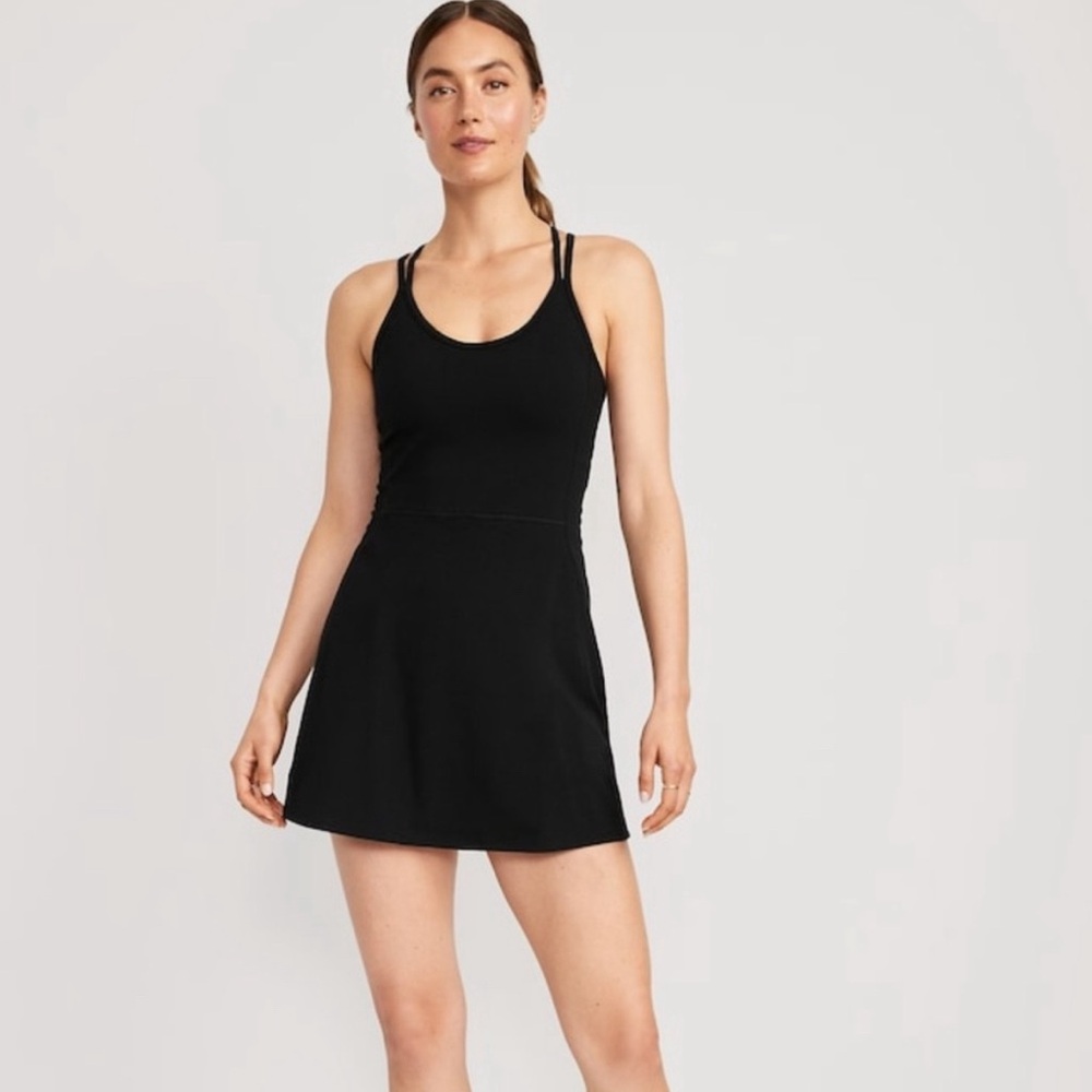 PowerChill Sleeveless Strappy Shelf-Bra Dress - Old Navy - Large TALL - Black